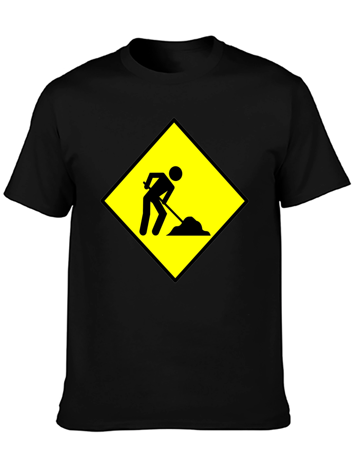 Mens Black Under Construction Graphic T-Shirt