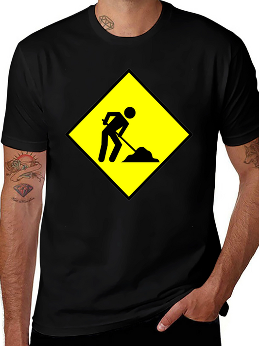 Mens Black Under Construction Graphic T-Shirt