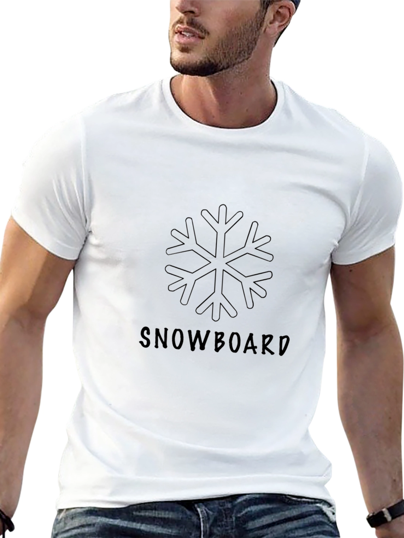 Snowboard Snowflake Black T-Shirt