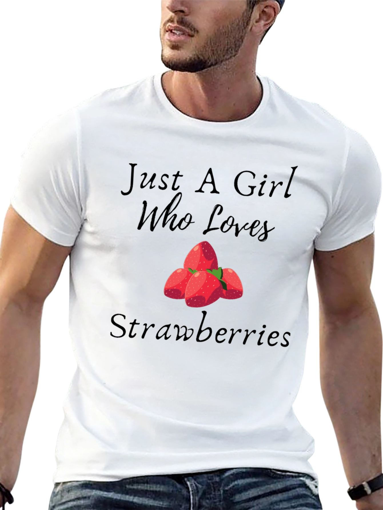 Just A Girl Who Loves Strawberries Black Tee