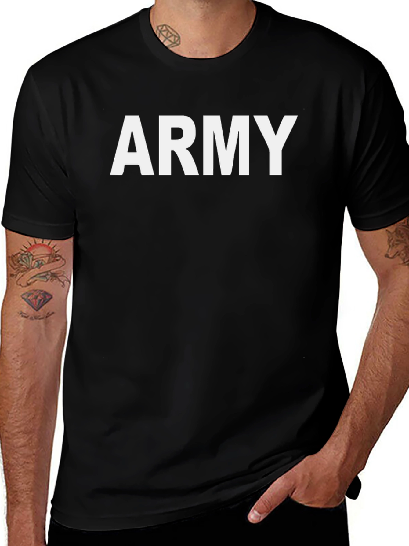ARMY Bold Print Black T-Shirt