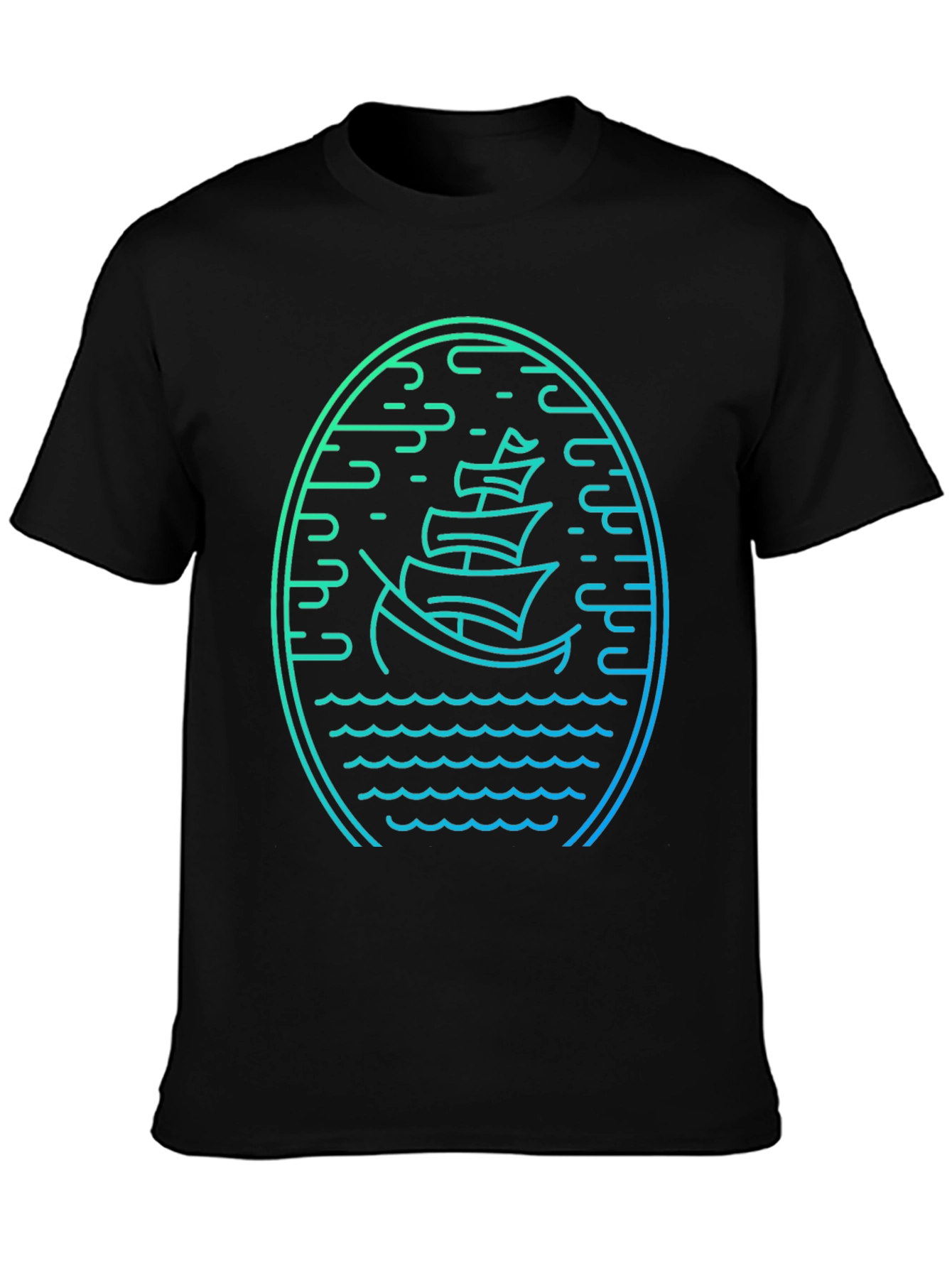 Nautical Boat Graphic Tee - Mens Black T-Shirt