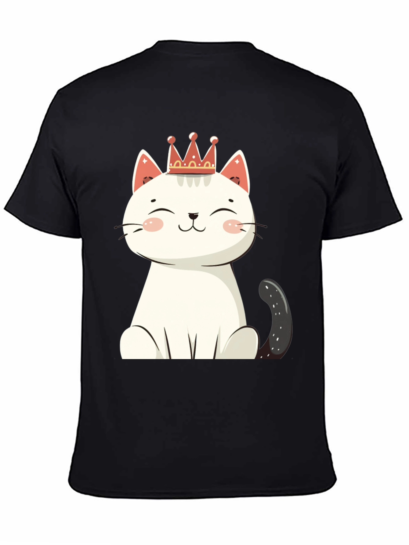 Cute Cat T-Shirt - Crowned Feline Design