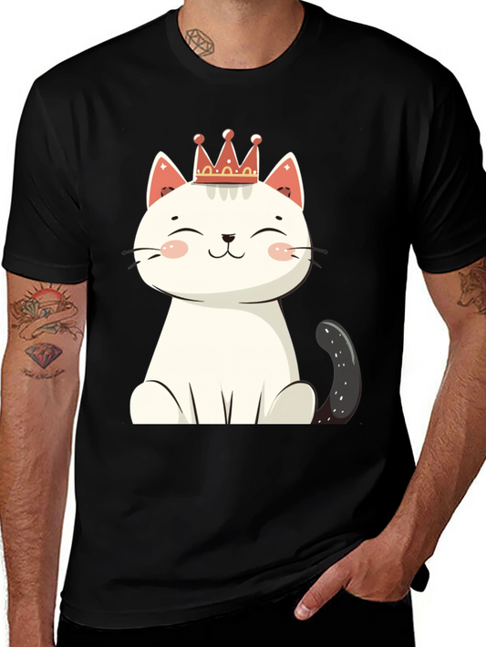 Cute Cat T-Shirt - Crowned Feline Design