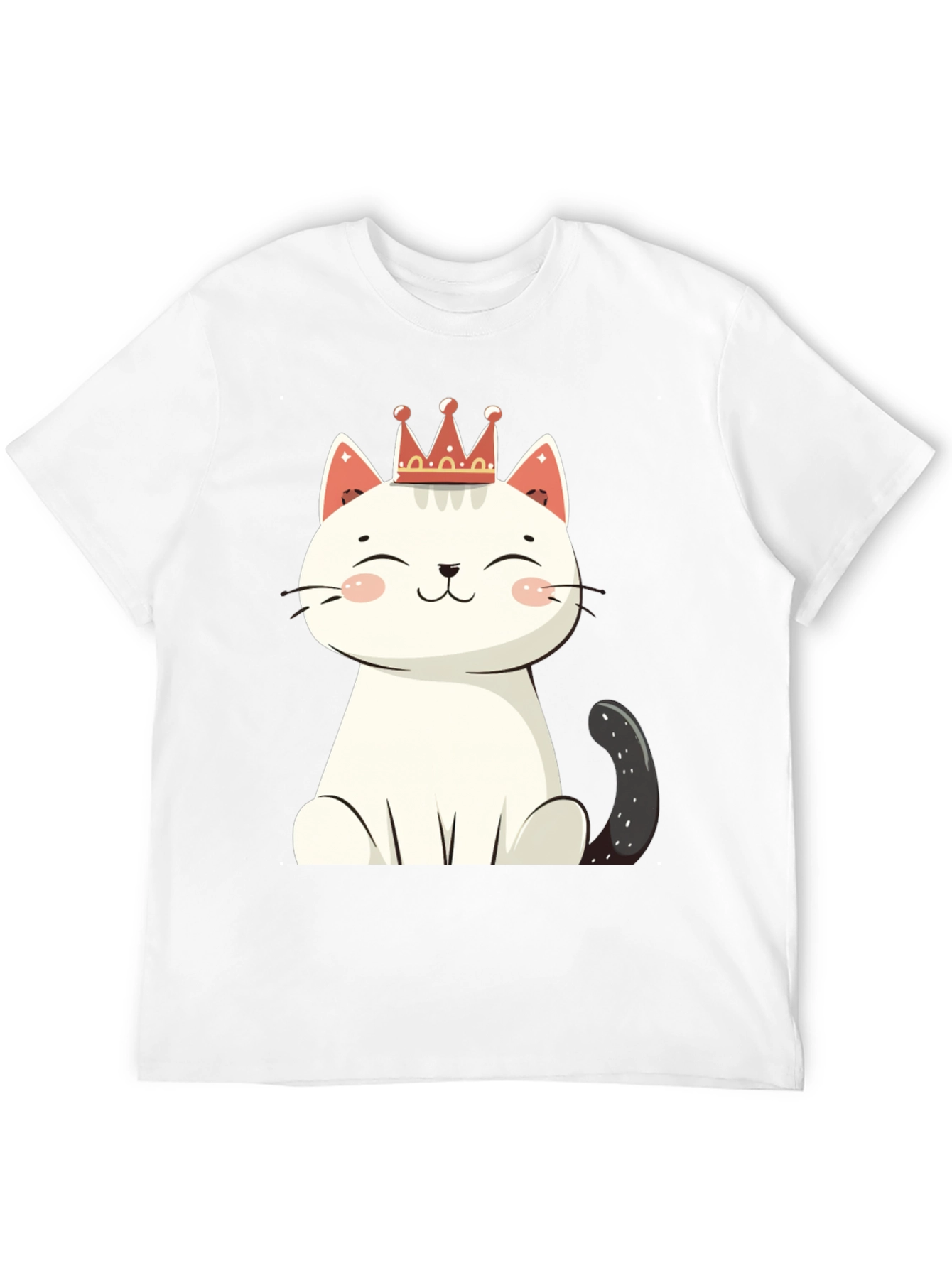 Cute Cat T-Shirt - Crowned Feline Design