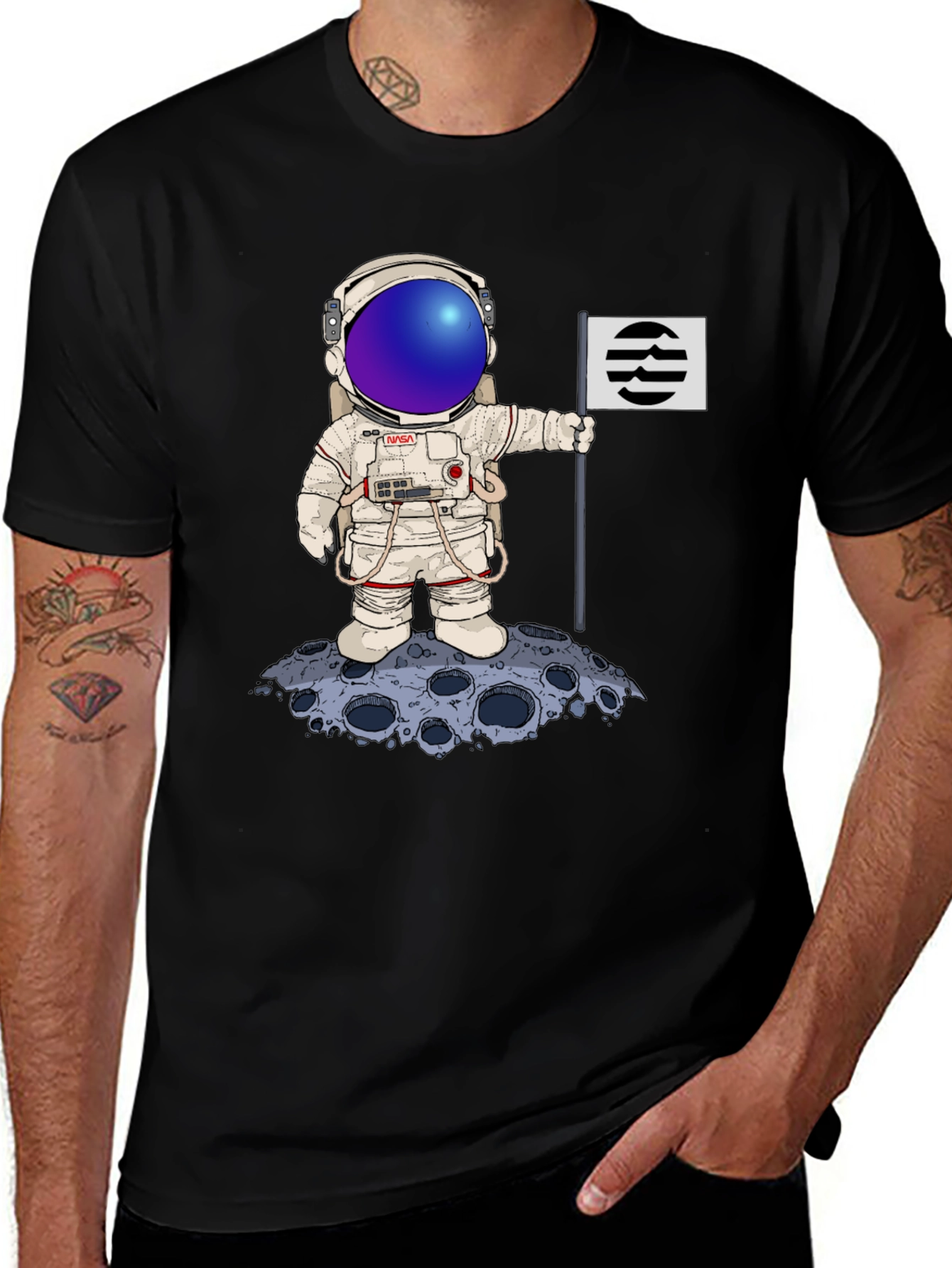 Astronaut Flag T-Shirt - Space Graphic Tee