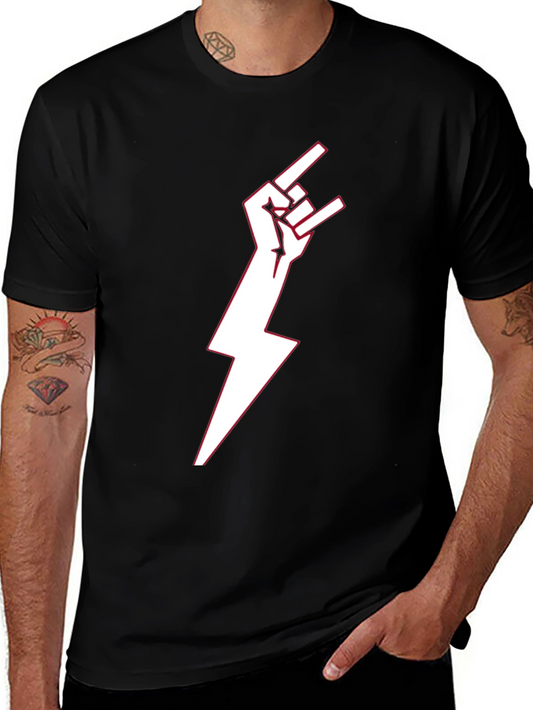 Rock On! Lightning Bolt Graphic Tee - Black