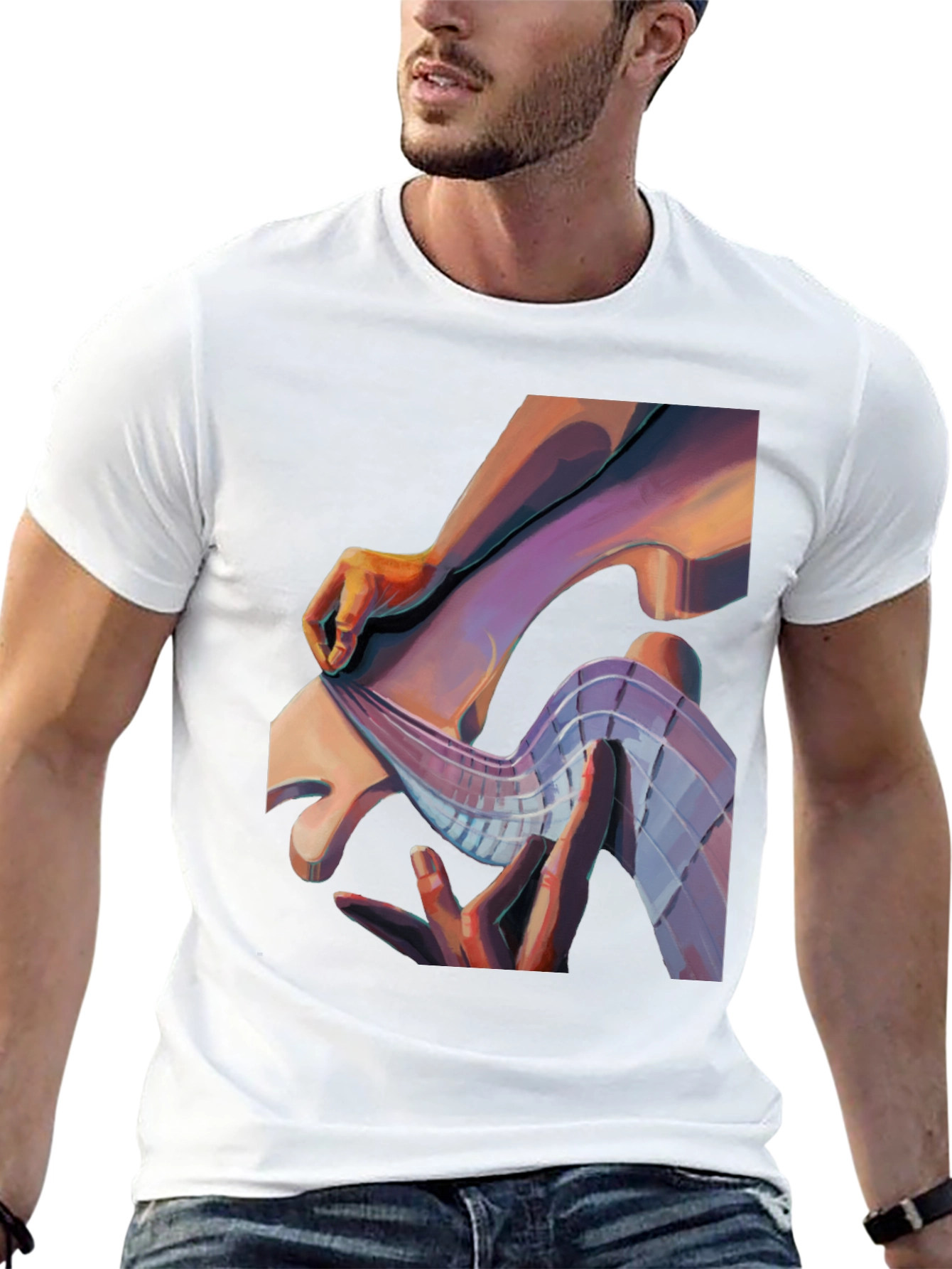 Abstract Hand Graphic Print Black T-Shirt
