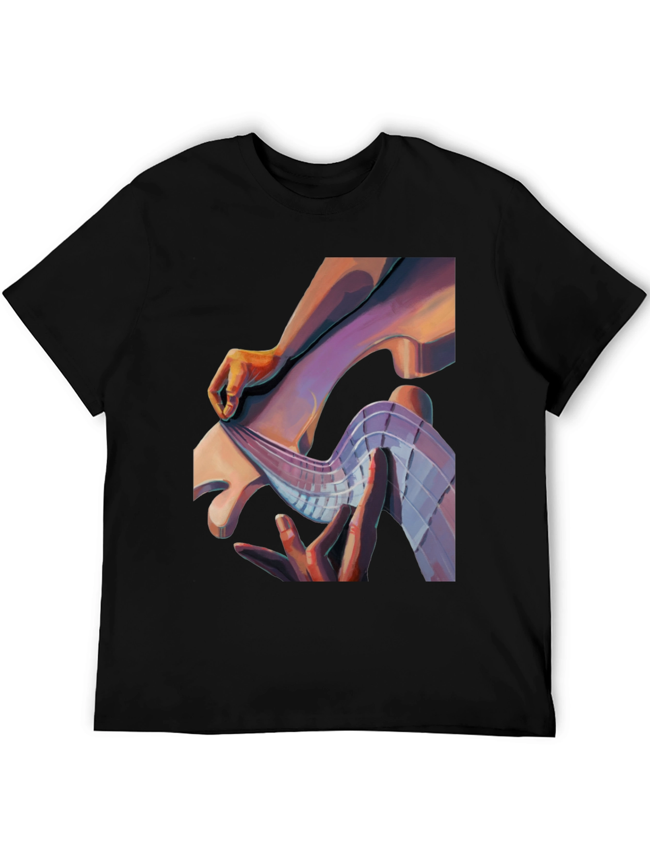 Abstract Hand Graphic Print Black T-Shirt