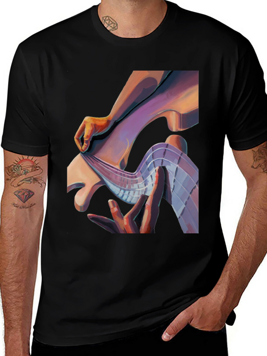 Abstract Hand Graphic Print Black T-Shirt