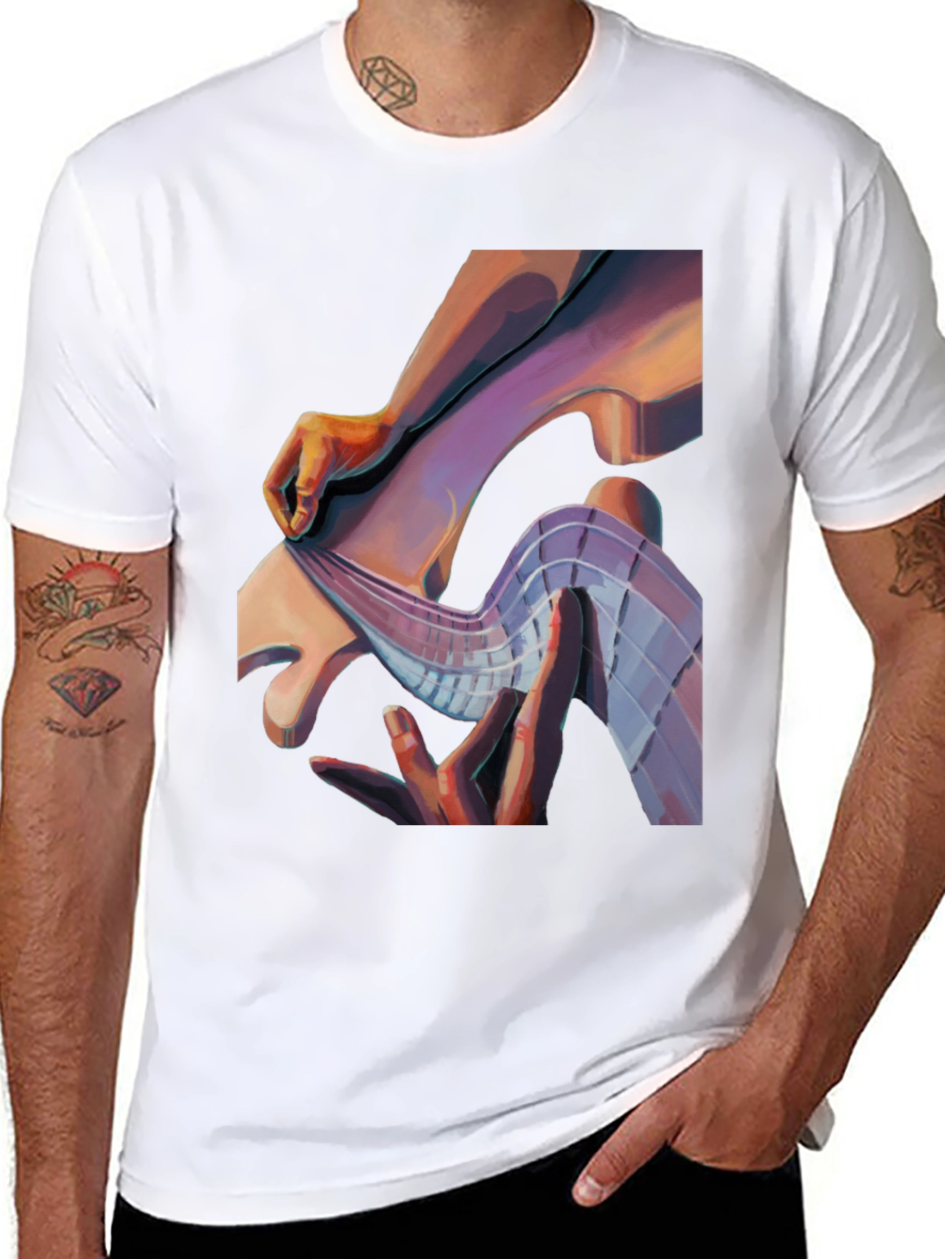Abstract Hand Graphic Print Black T-Shirt