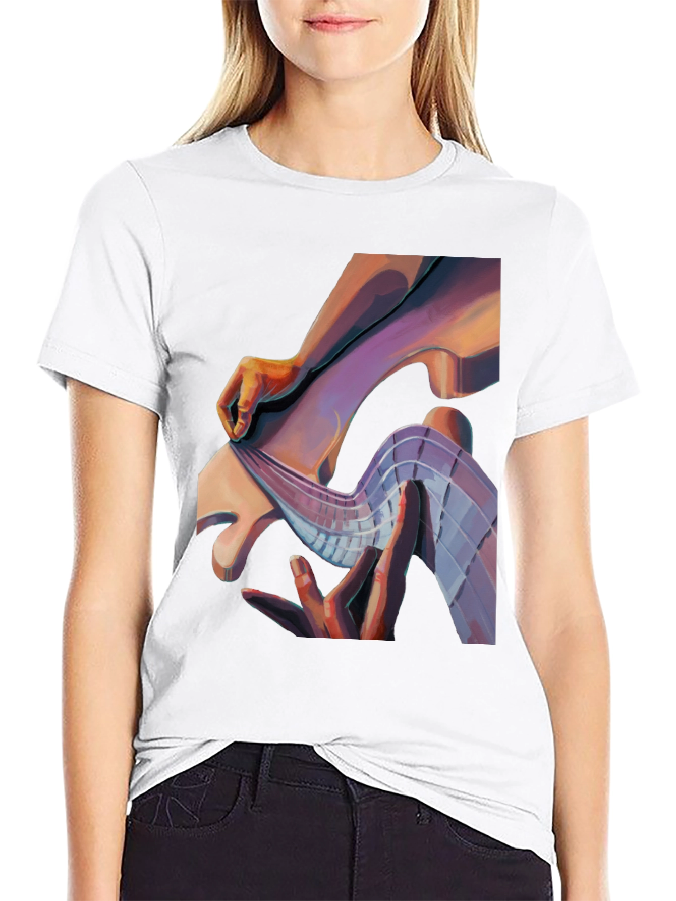 Abstract Hand Graphic Print Black T-Shirt