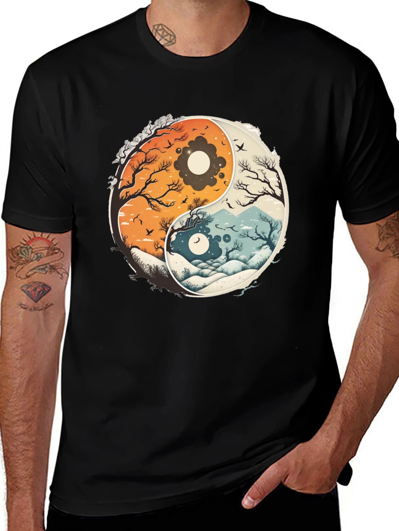 Yin Yang Nature Graphic Tee - Balance & Harmony