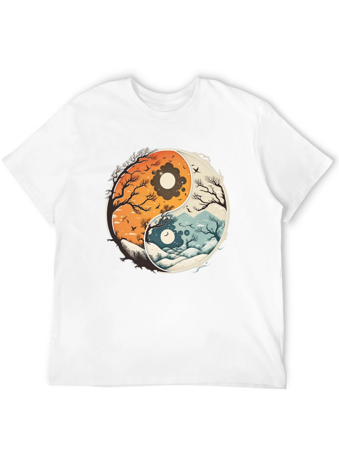 Yin Yang Nature Graphic Tee - Balance & Harmony