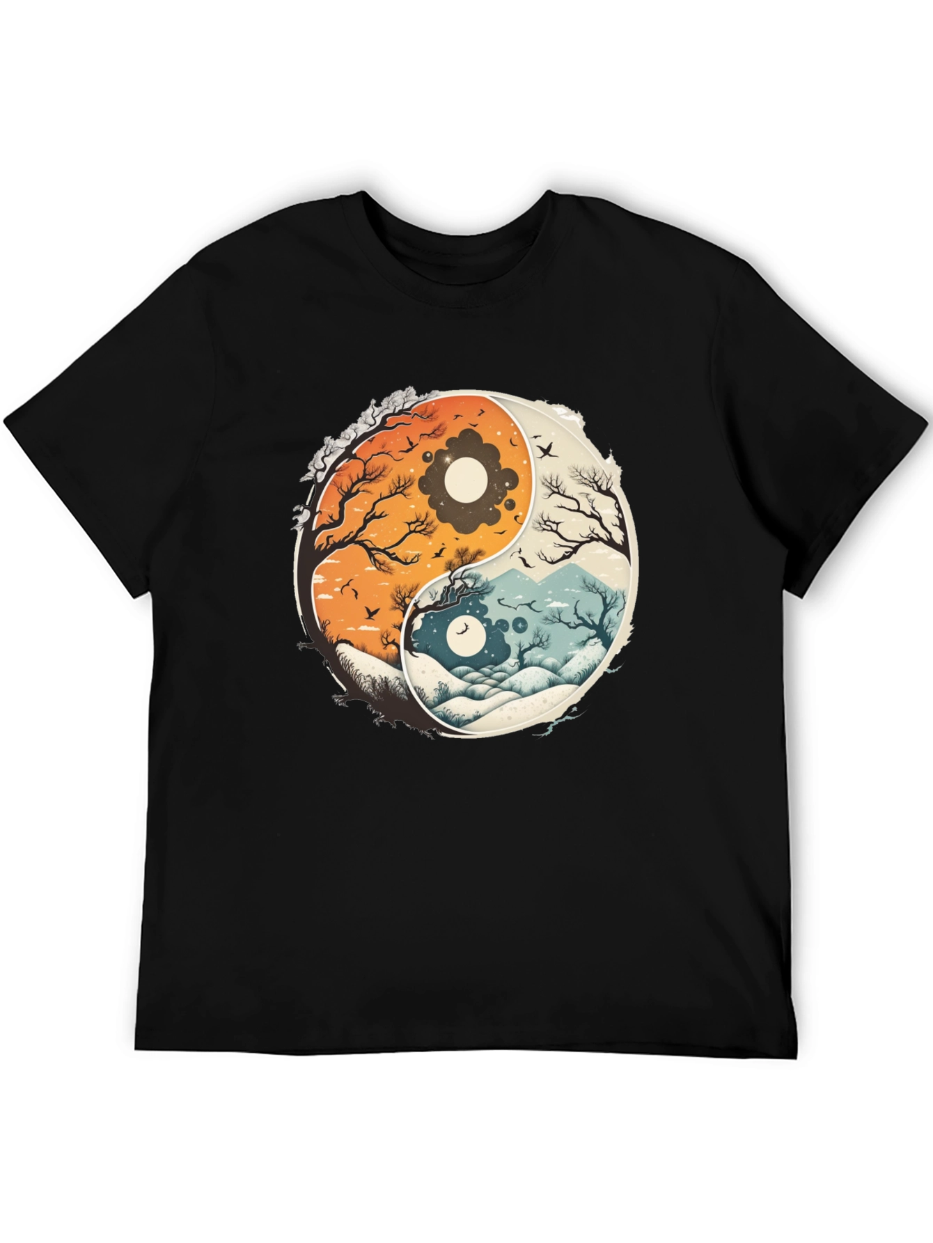 Yin Yang Nature Graphic Tee - Balance & Harmony