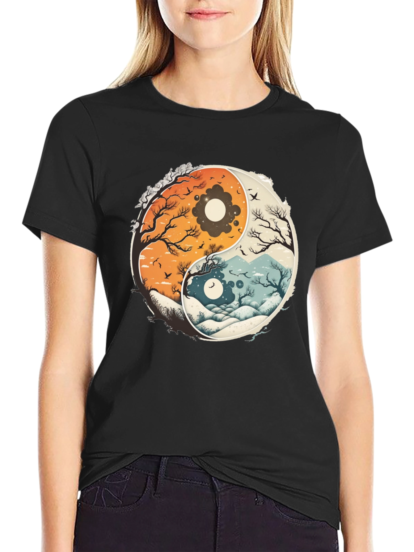 Yin Yang Nature Graphic Tee - Balance & Harmony