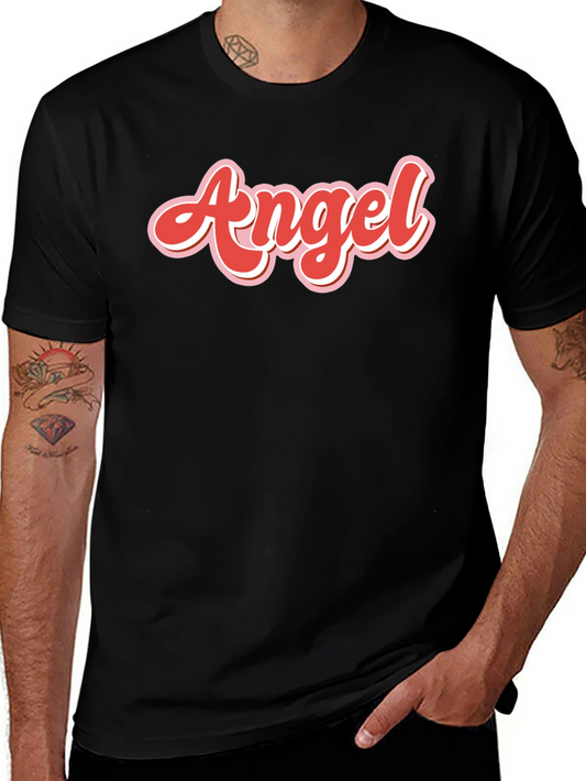 Angel Graphic Print Mens Black T-Shirt