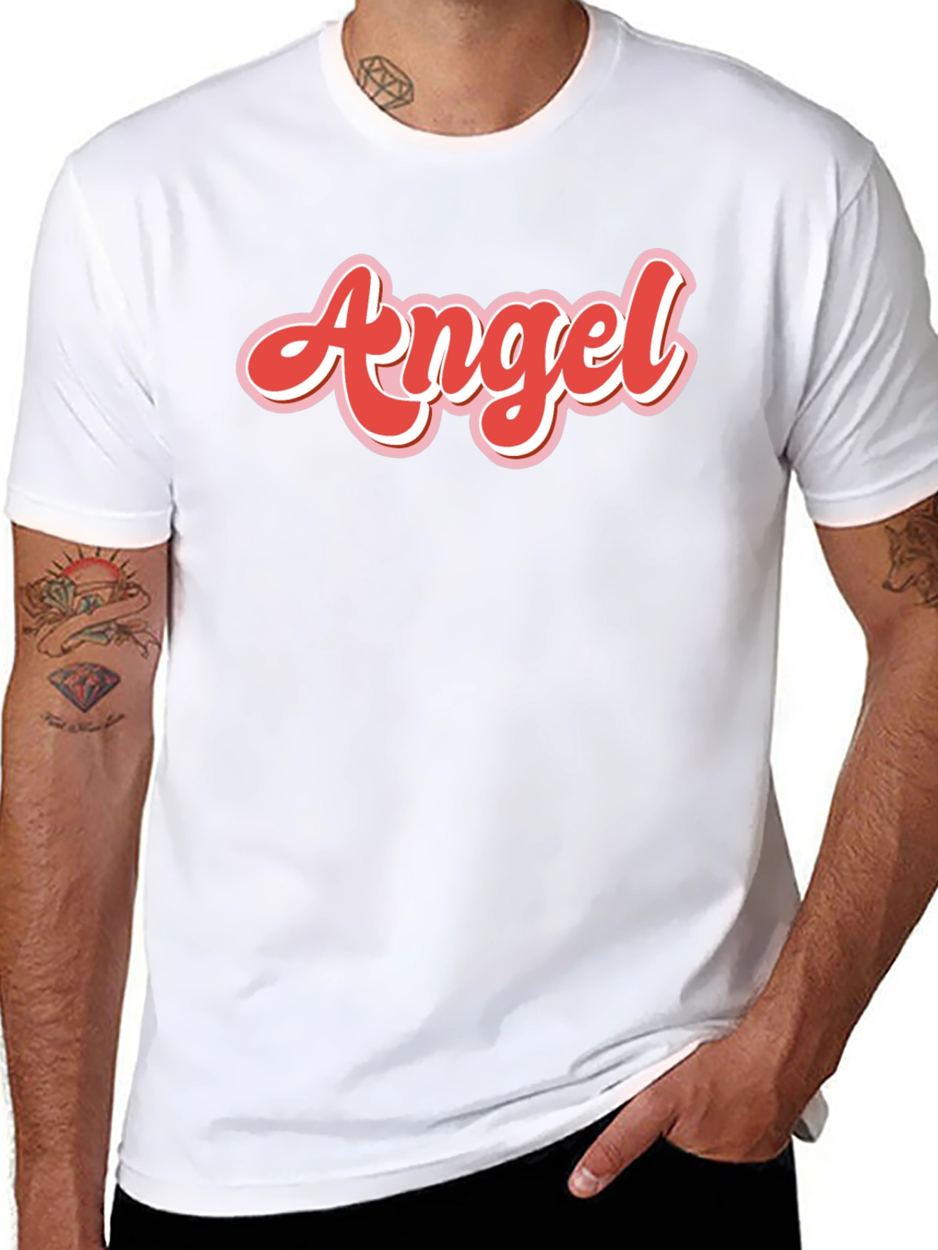 Angel Graphic Print Mens Black T-Shirt