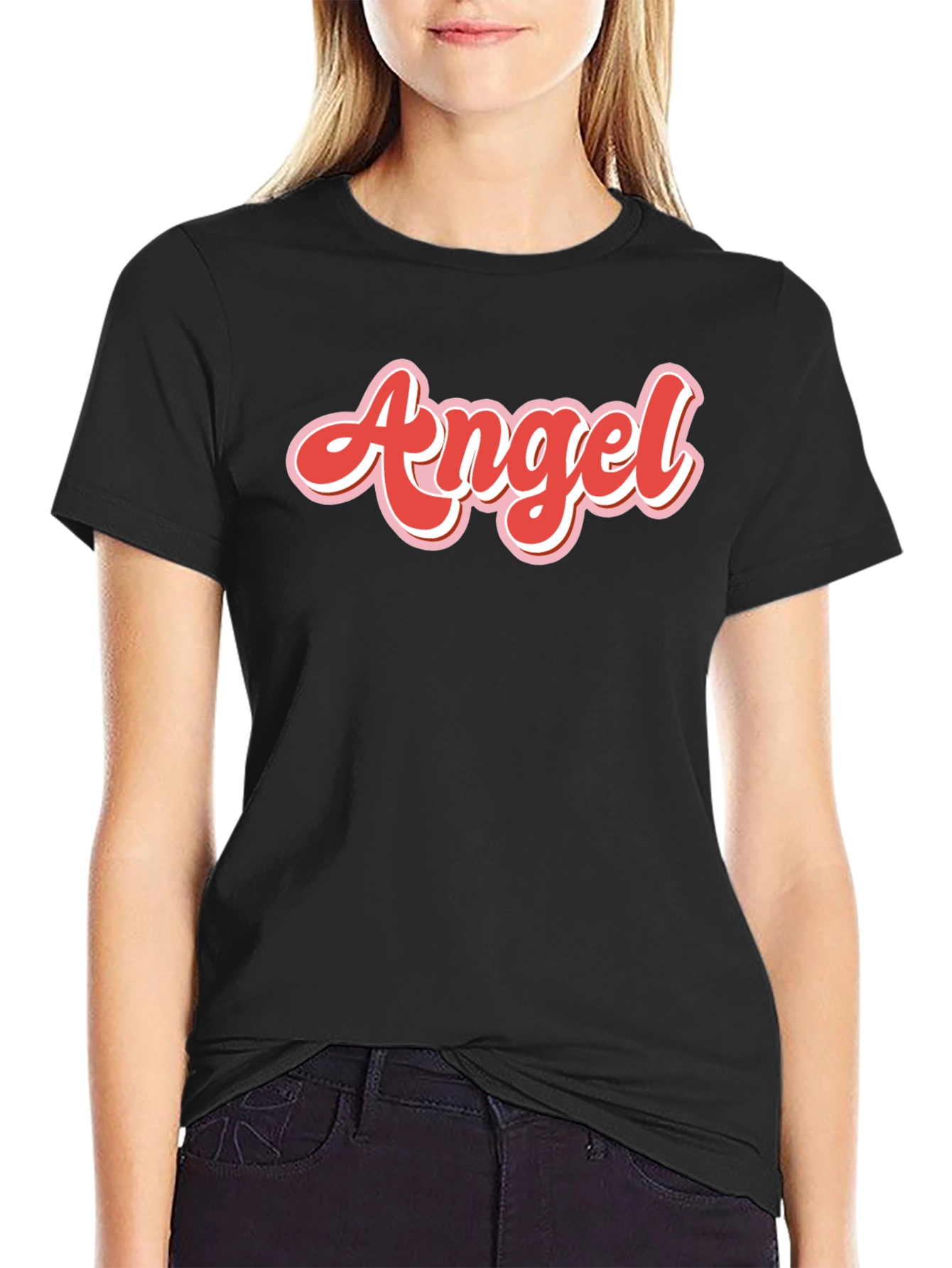 Angel Graphic Print Mens Black T-Shirt