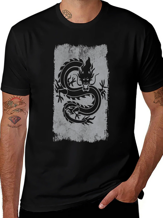 Dragon Graphic Tee - Mens Black Cotton T-Shirt