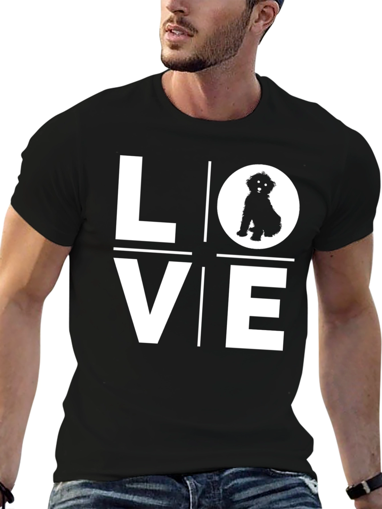 Love Dog T-Shirt - Black Cotton Blend Tee