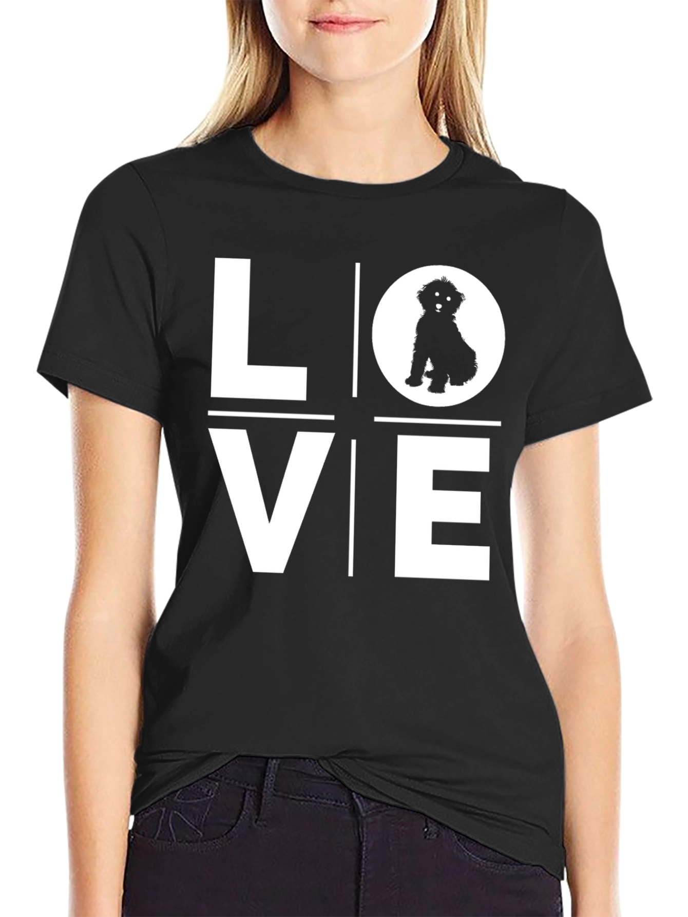 Love Dog T-Shirt - Black Cotton Blend Tee