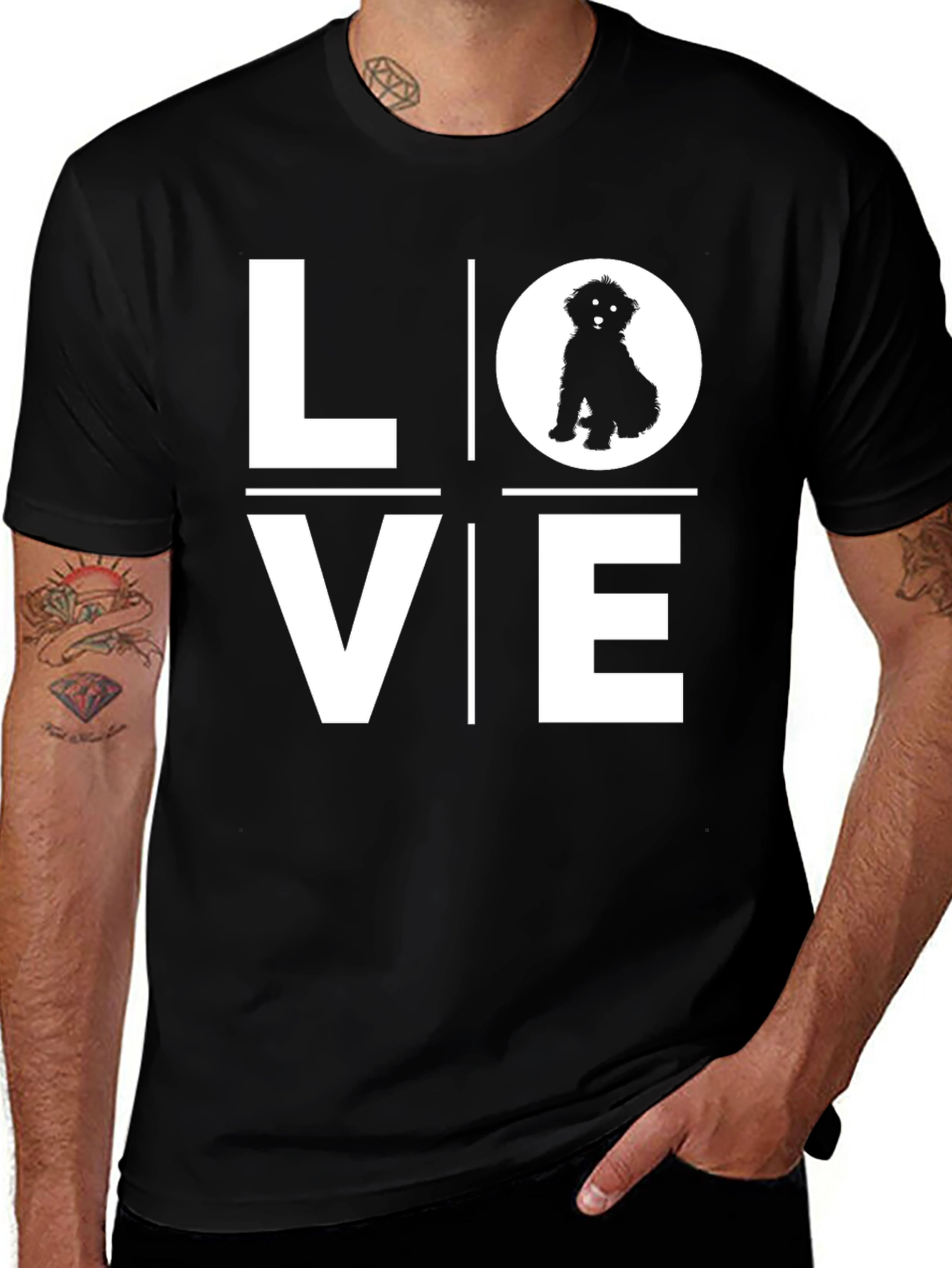 Love Dog T-Shirt - Black Cotton Blend Tee