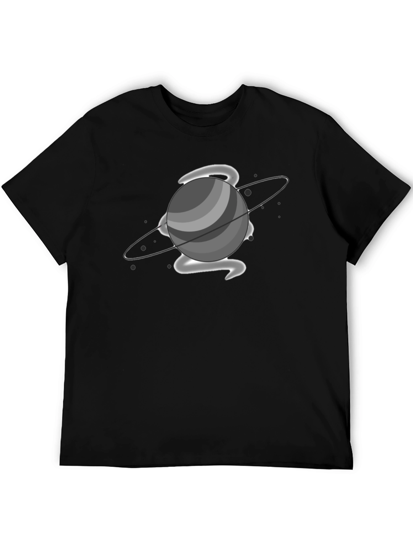 Saturn Graphic Print Black T-Shirt