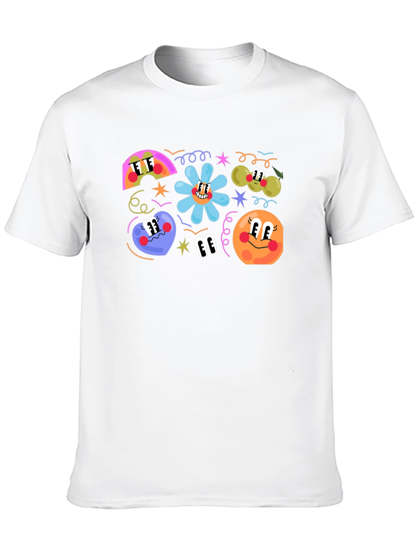 Retro Cartoon Print Black T-Shirt