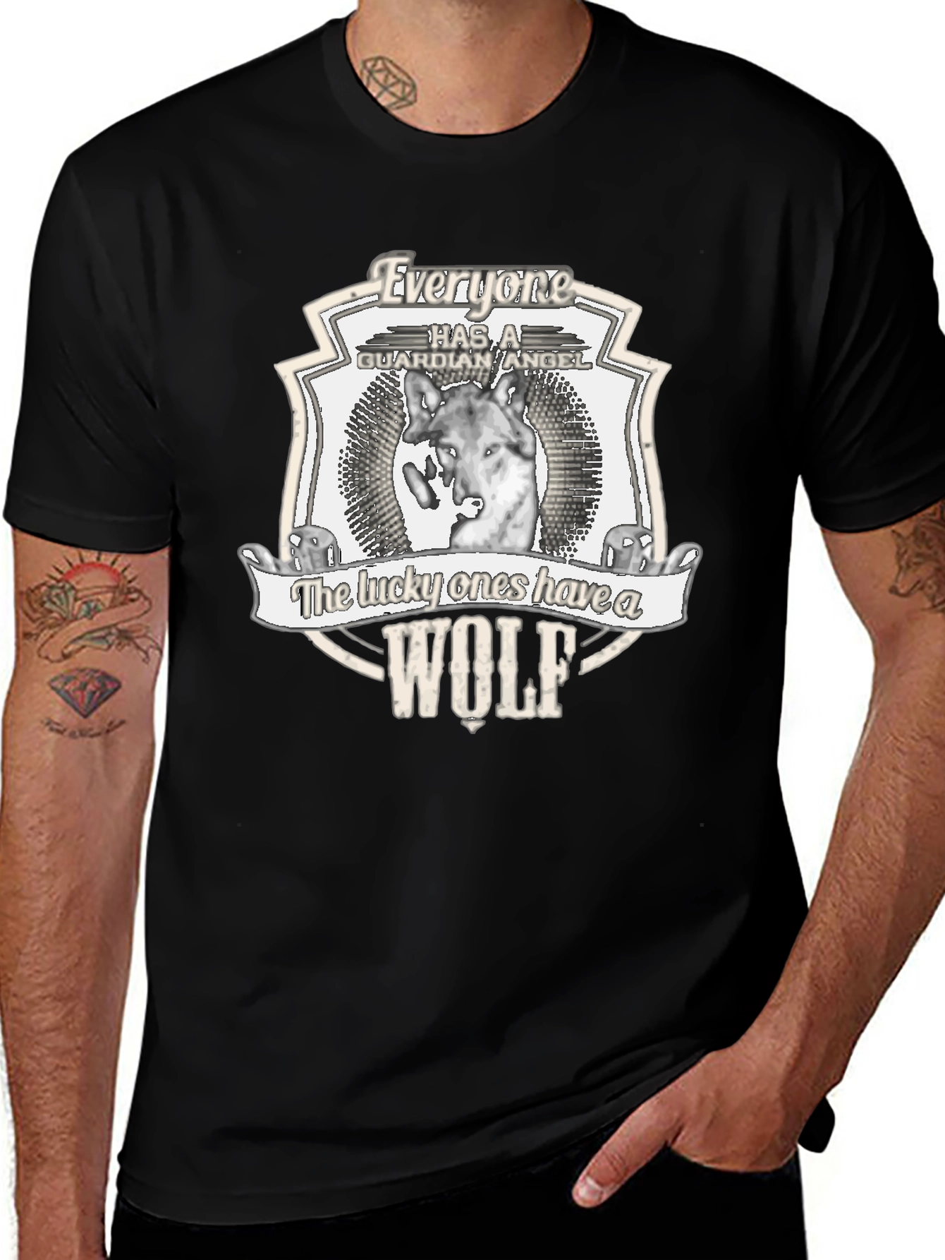 Wolf Guardian Angel Graphic T-Shirt