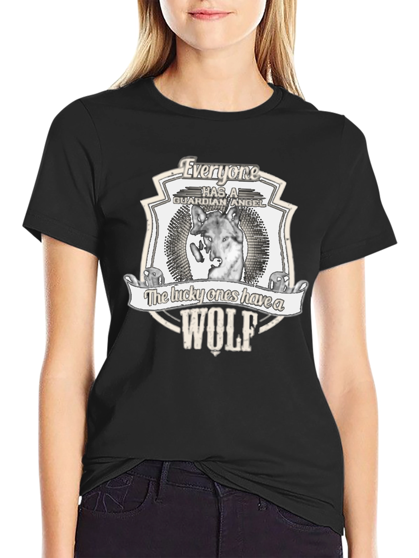 Wolf Guardian Angel Graphic T-Shirt