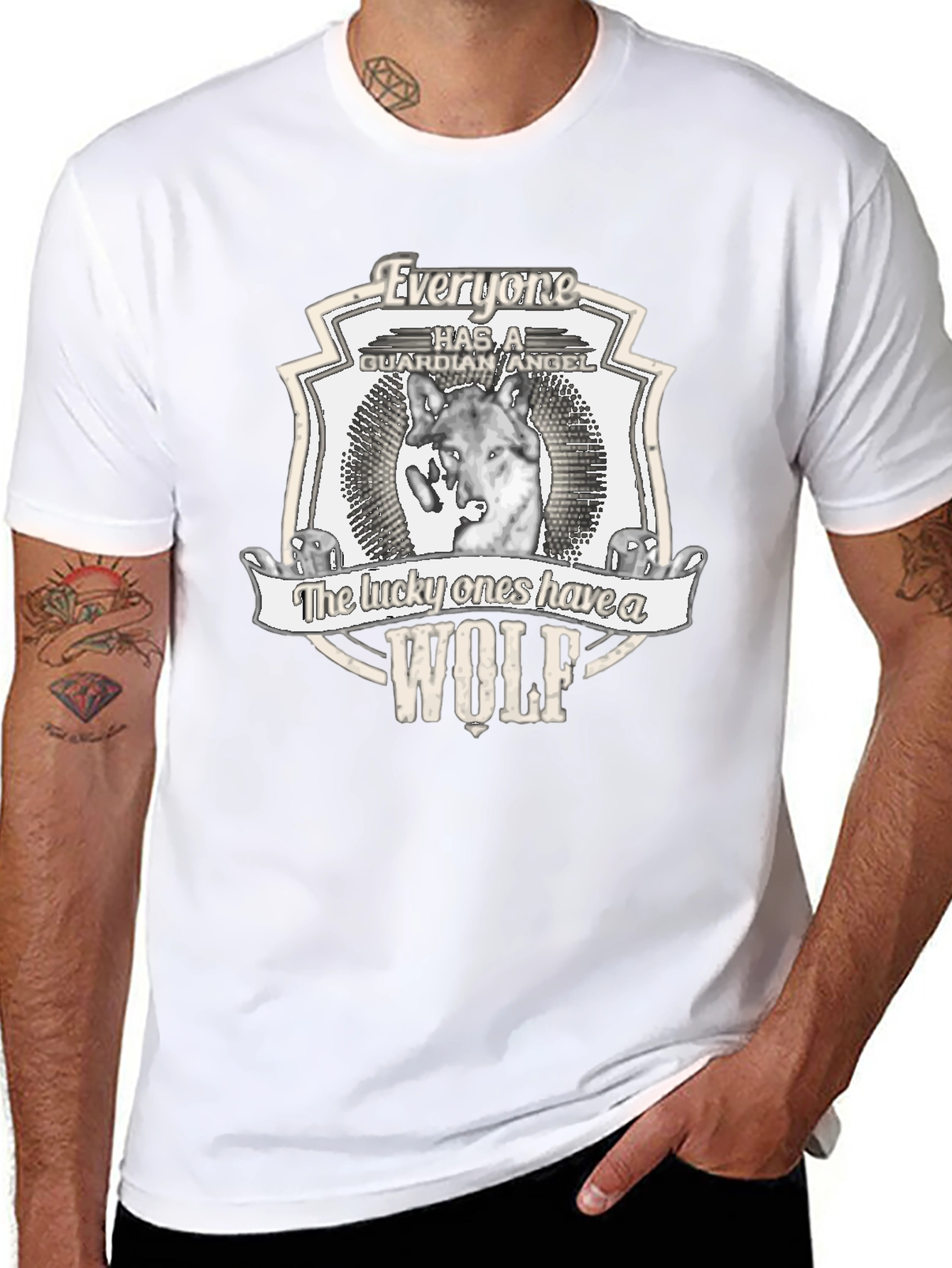 Wolf Guardian Angel Graphic T-Shirt