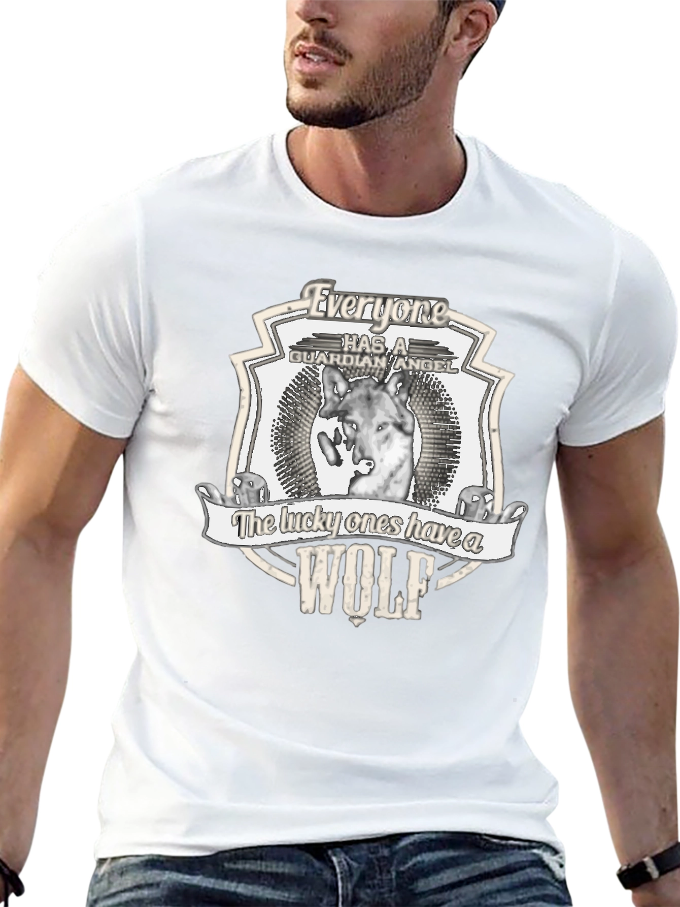Wolf Guardian Angel Graphic T-Shirt