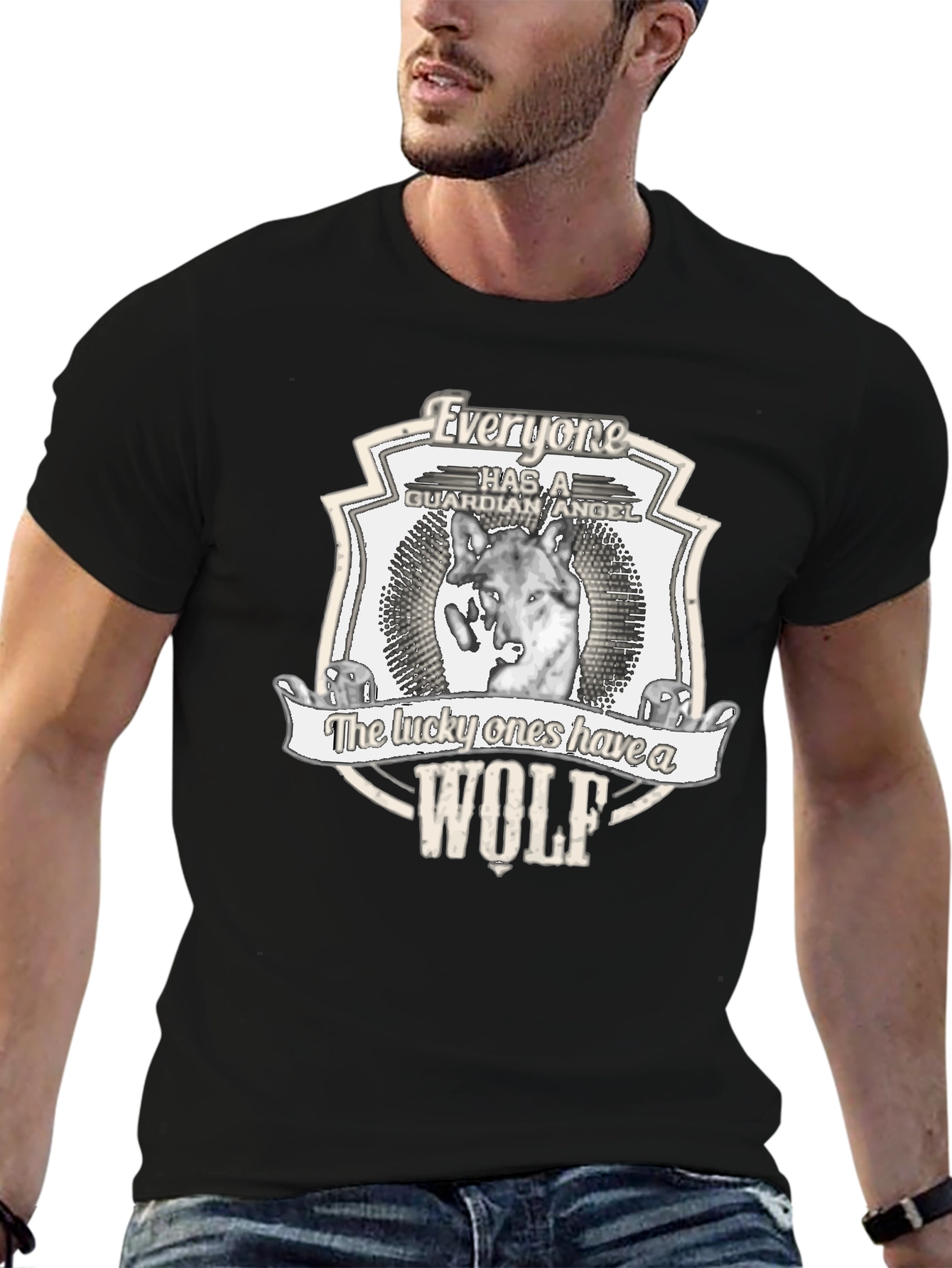 Wolf Guardian Angel Graphic T-Shirt