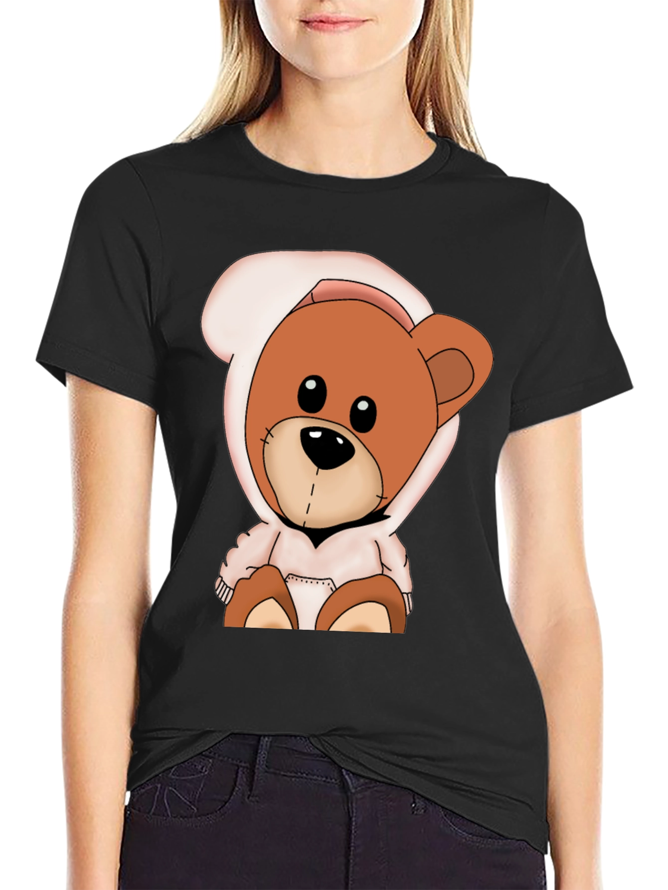 Teddy Bear Hoodie Graphic T-Shirt