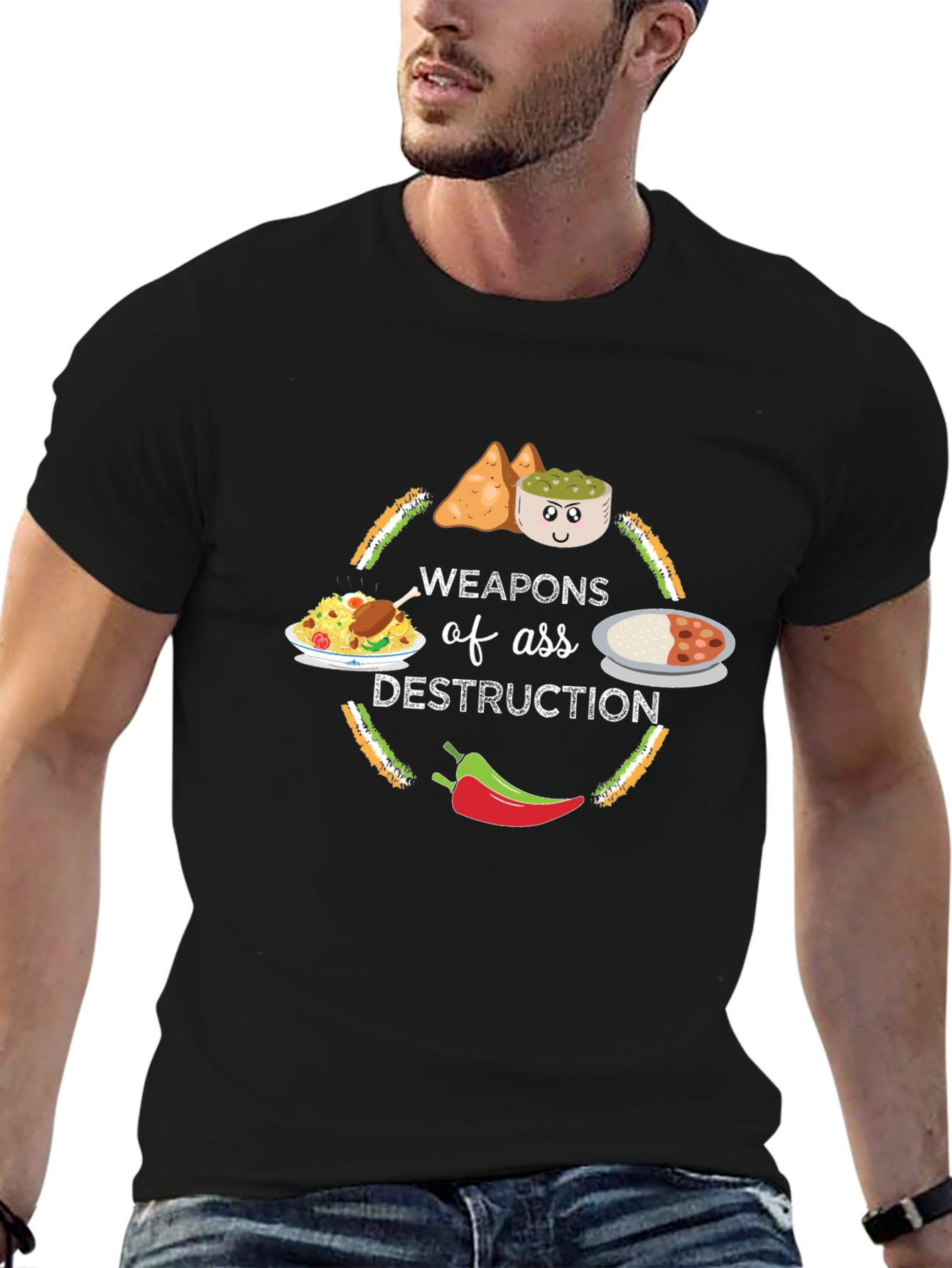 Weapons of Ass Destruction Funny Indian Food T-Shirt