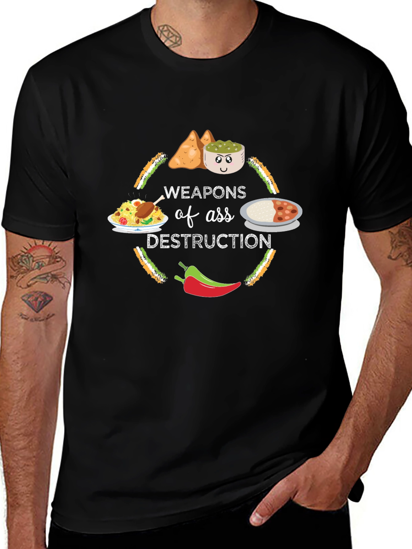 Weapons of Ass Destruction Funny Indian Food T-Shirt