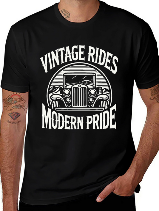 Vintage Rides Modern Pride Black Graphic T-Shirt