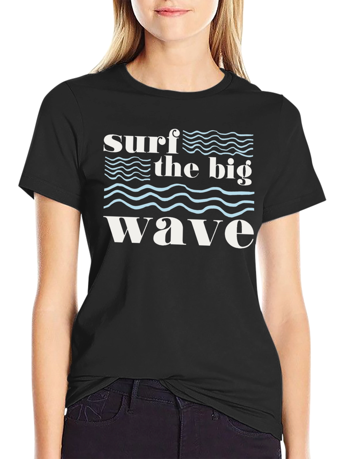 Surf the Big Wave Graphic T-Shirt - Black