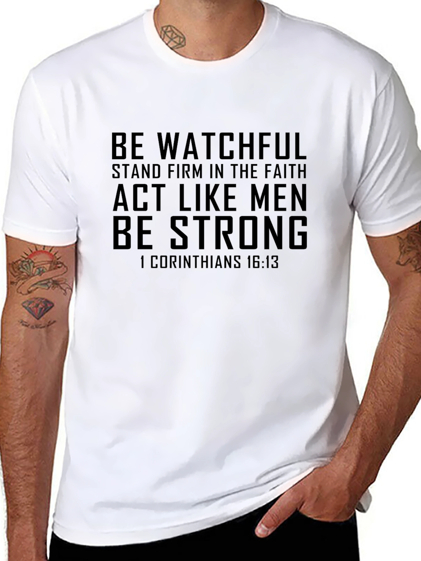 Be Watchful Christian T-Shirt - Mens Black Tee