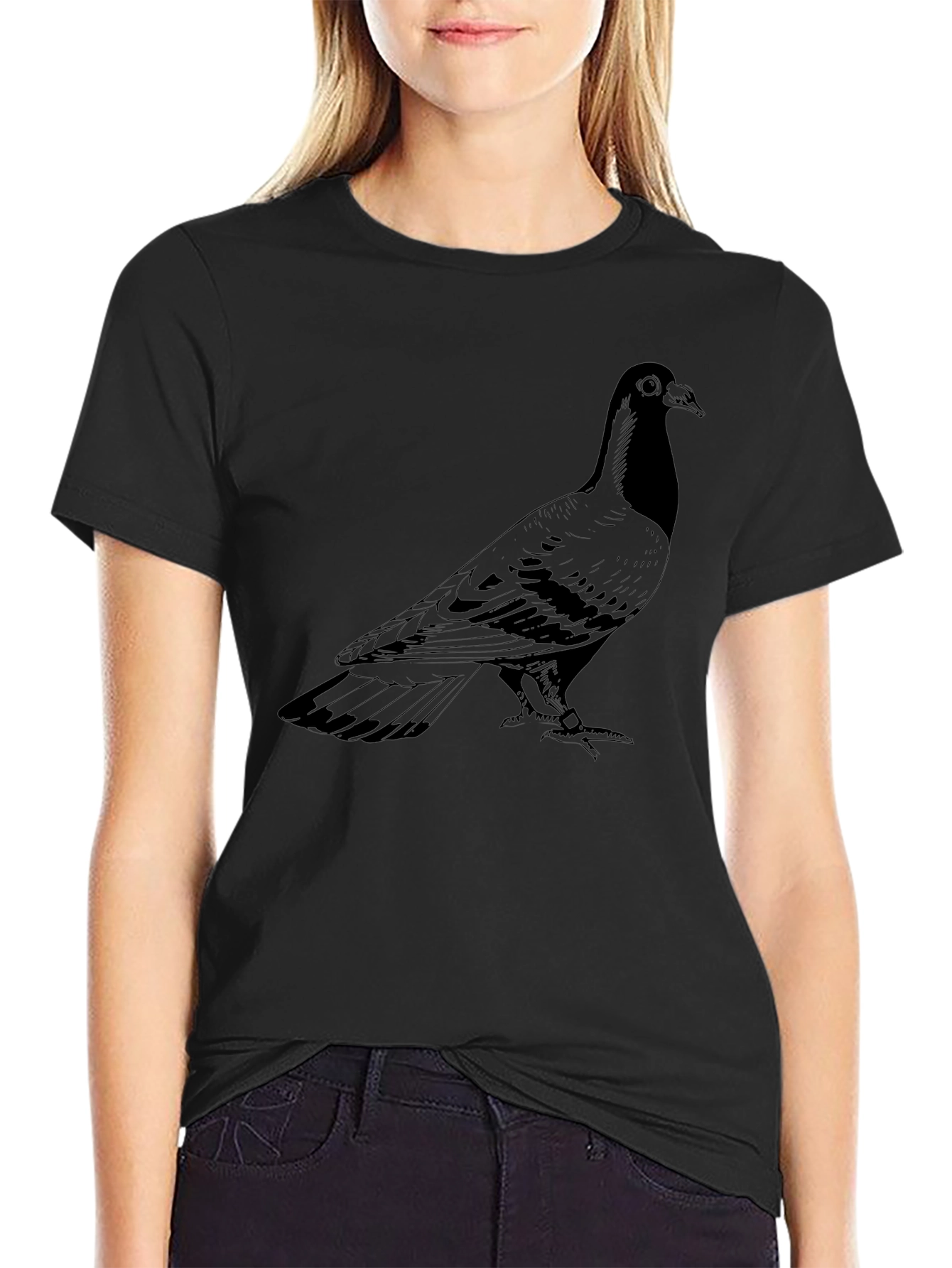Pigeon Graphic Print T-Shirt - Mens Black Tee