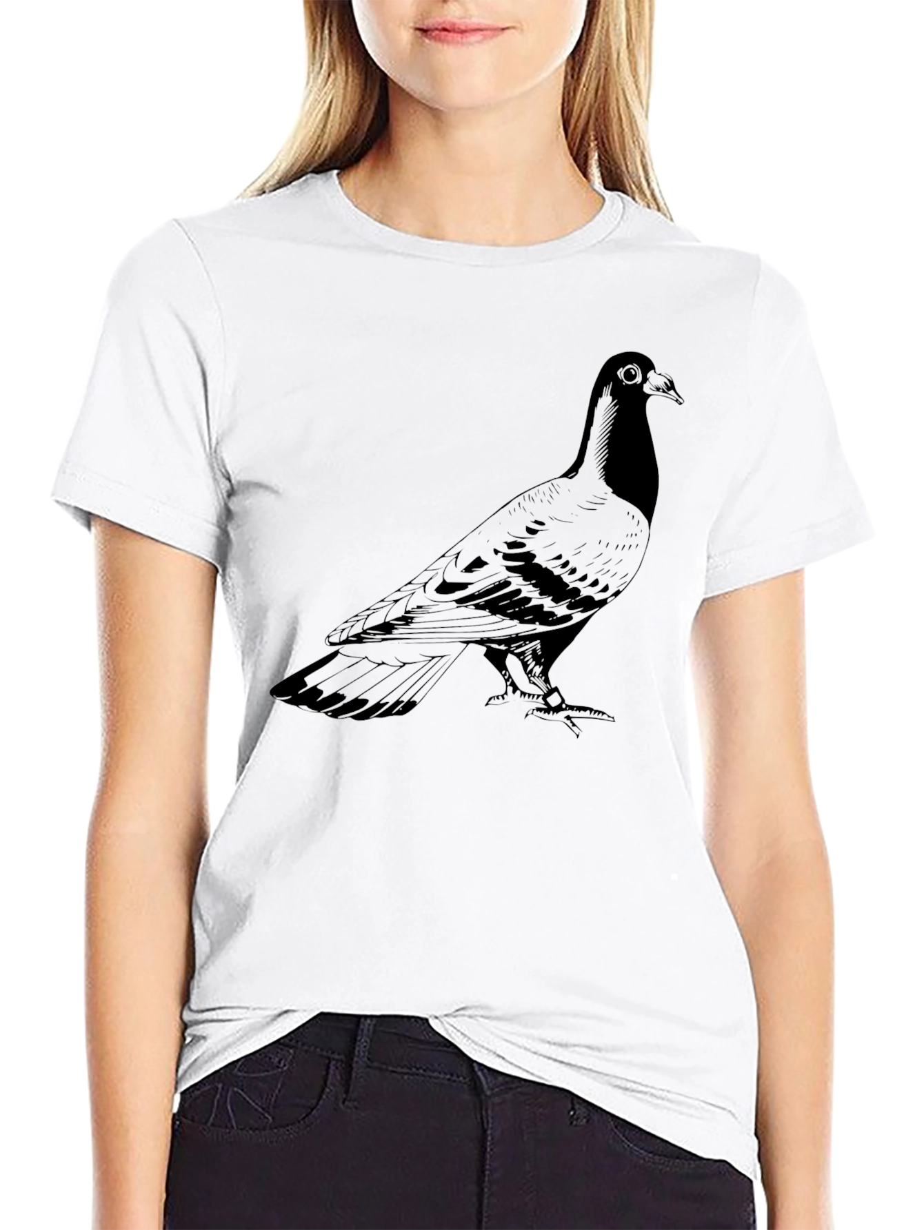 Pigeon Graphic Print T-Shirt - Mens Black Tee