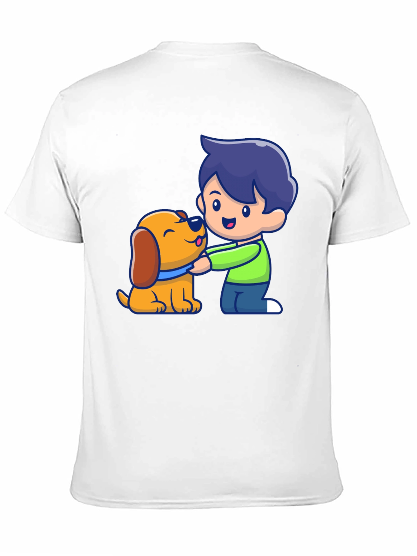 Boy and Dog Cartoon Graphic T-Shirt