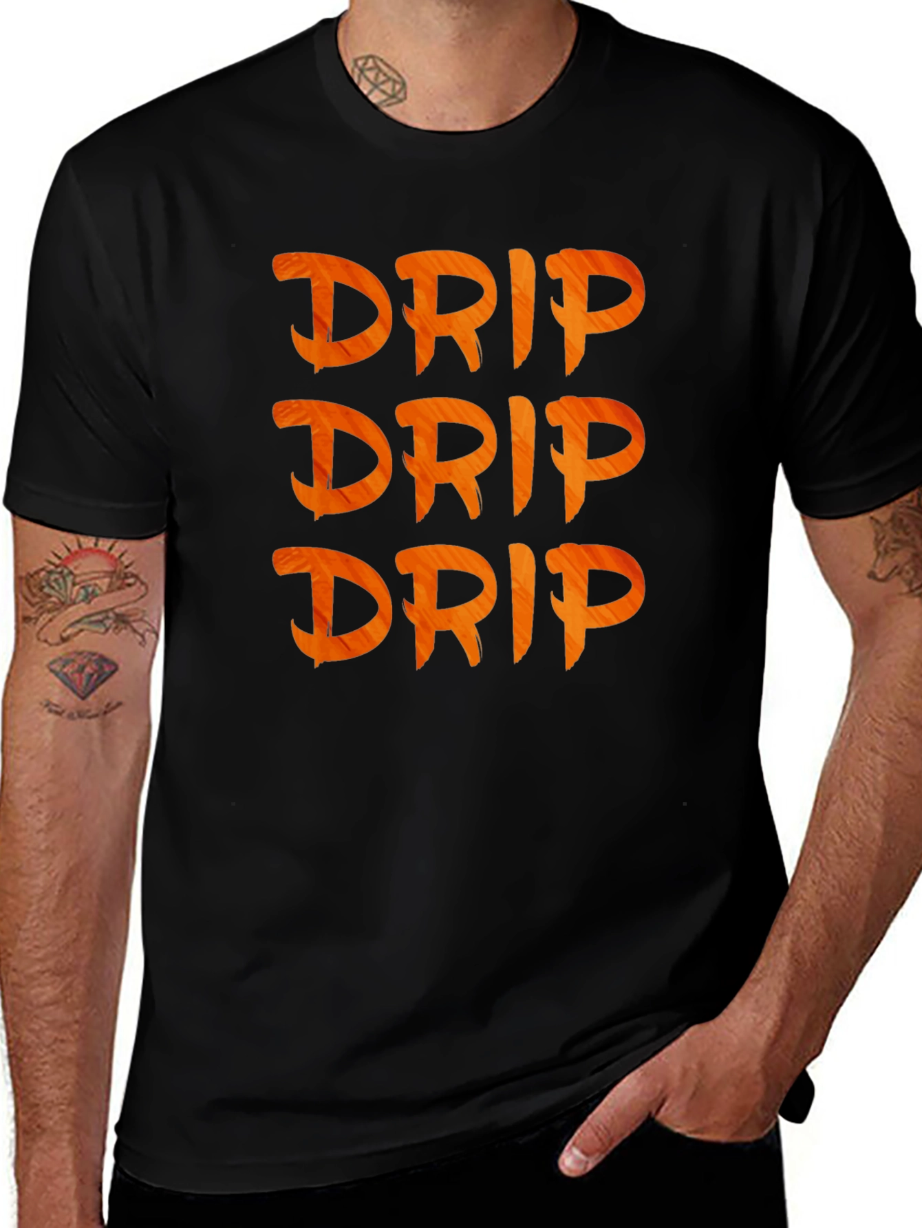 Mens Black Drip Graphic Tee - Modern Style