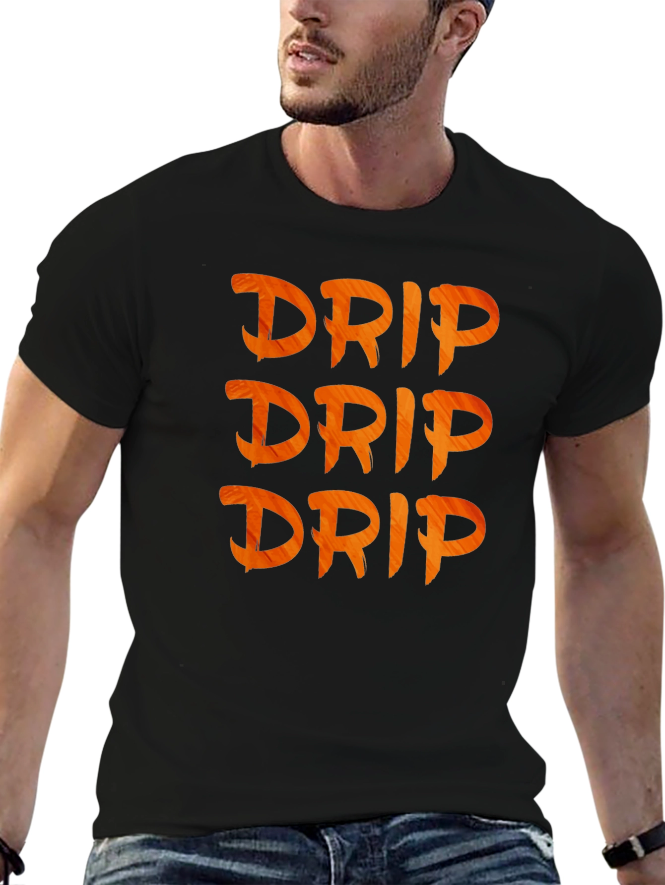 Mens Black Drip Graphic Tee - Modern Style