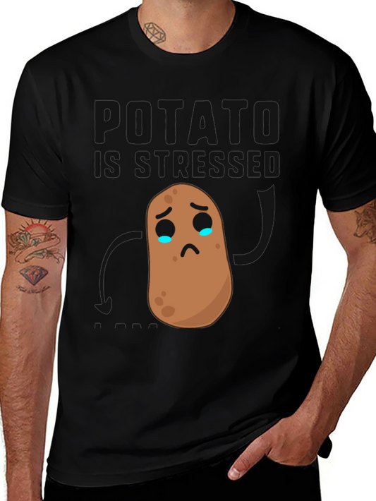 Sad Potato Graphic Tee - Black Cotton Comfort