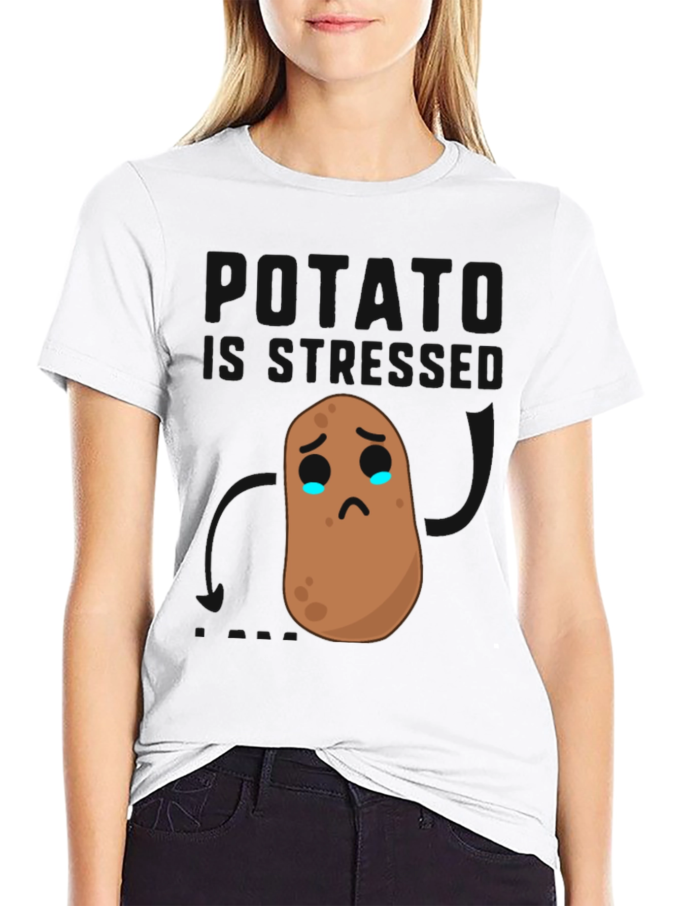 Sad Potato Graphic Tee - Black Cotton Comfort