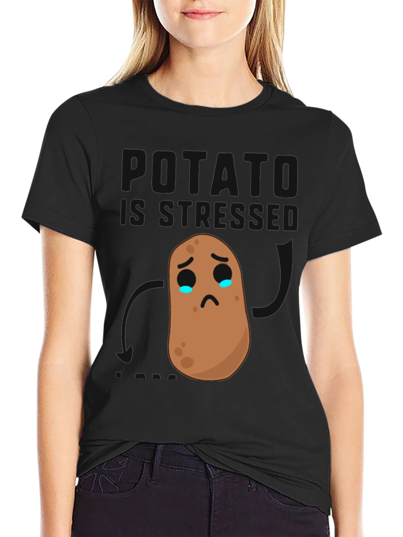 Sad Potato Graphic Tee - Black Cotton Comfort