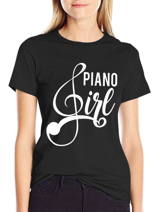 Piano Girl Black Graphic Tee