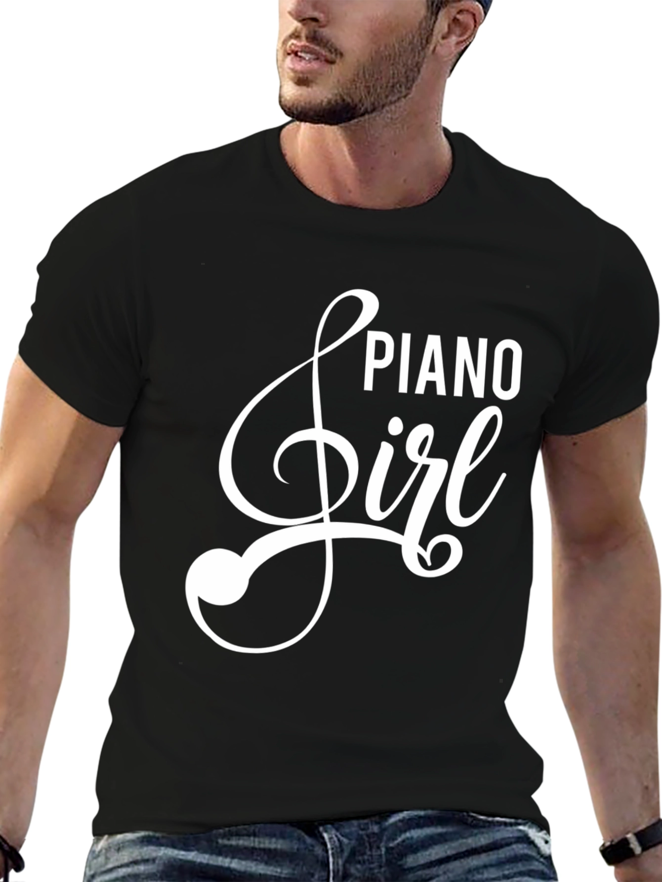 Piano Girl Black Graphic Tee